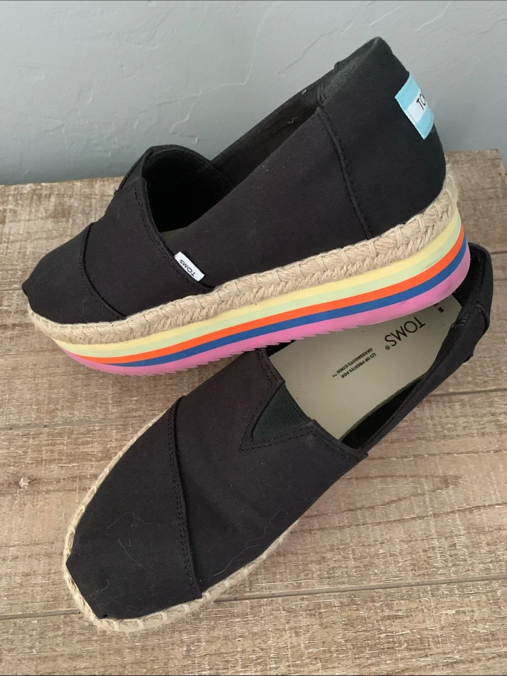 Toms Platform Espadrille with Rainbow Stripe Sole
